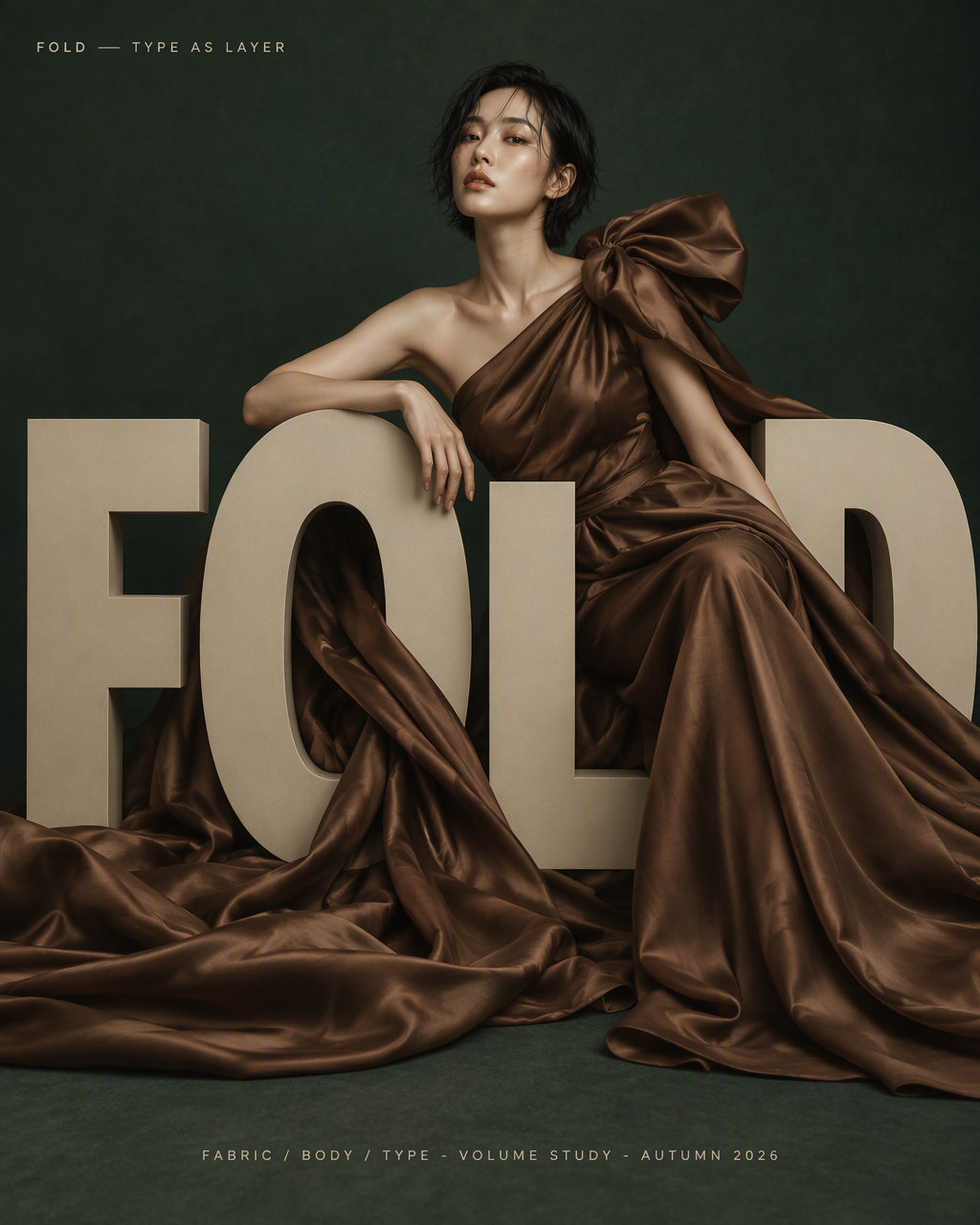 High-fashion editorial poster, elegant Asian woman with s...
