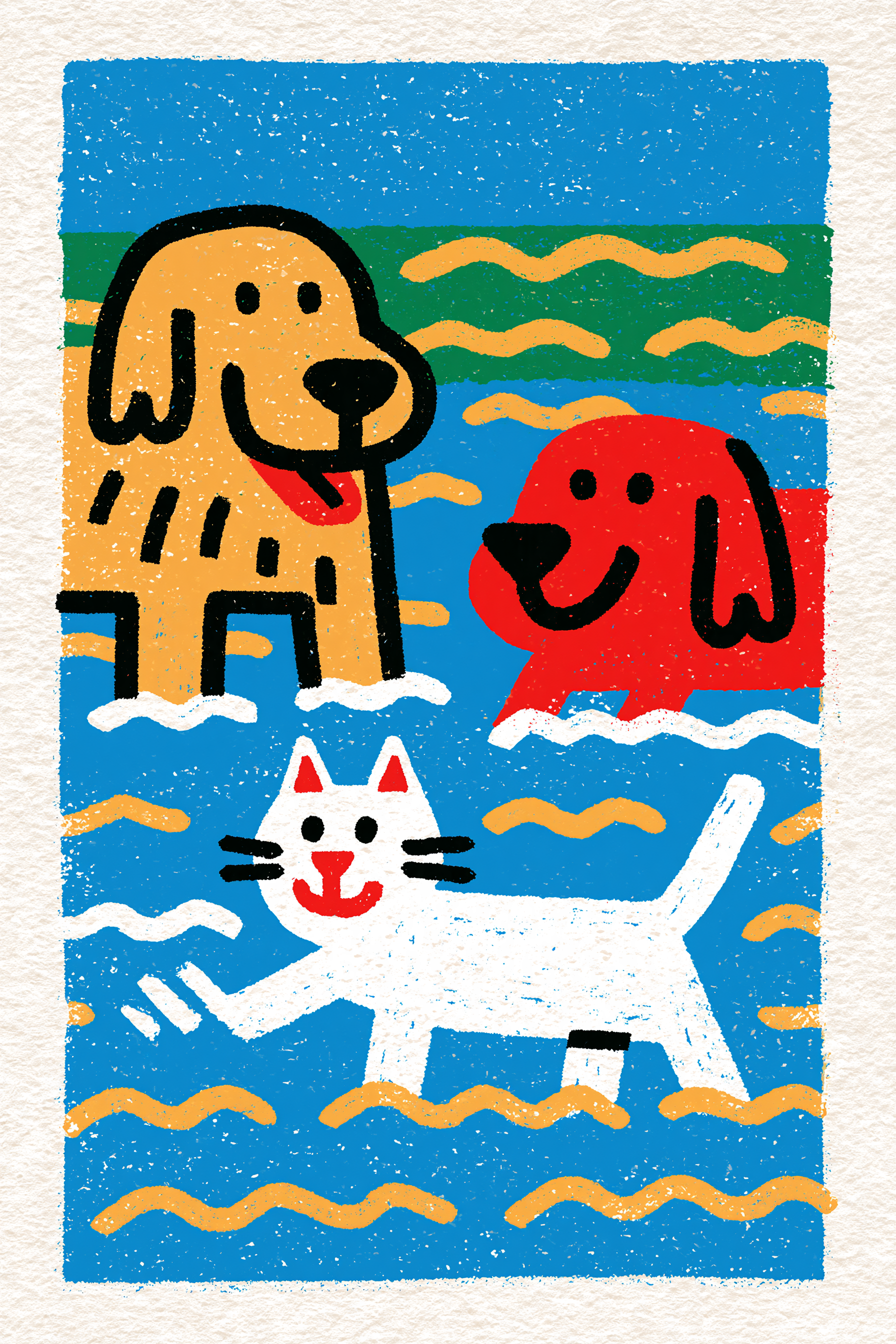 a golden retriever and a cat happy and playing together o... - alternate