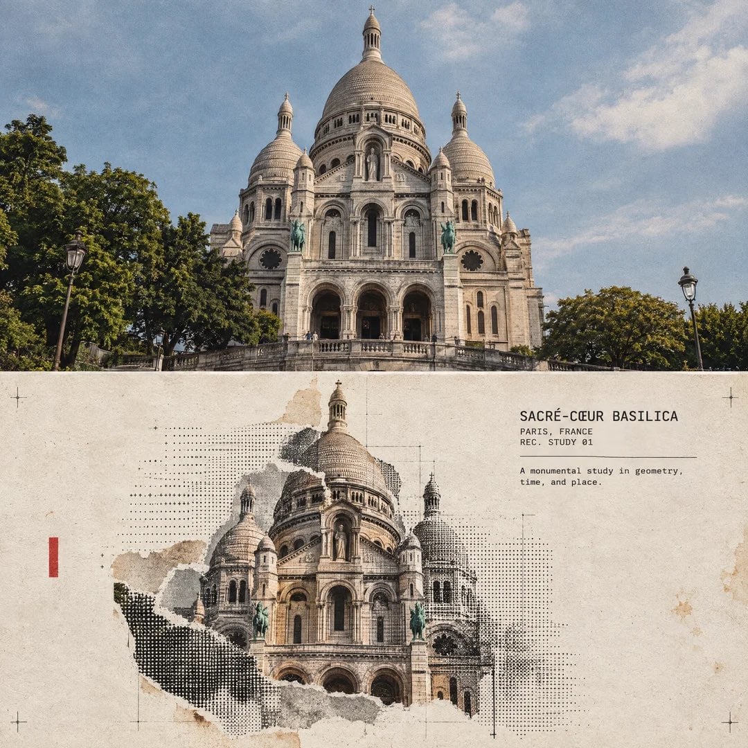 Turn this structure photo into a single high-end halftone... - alternate