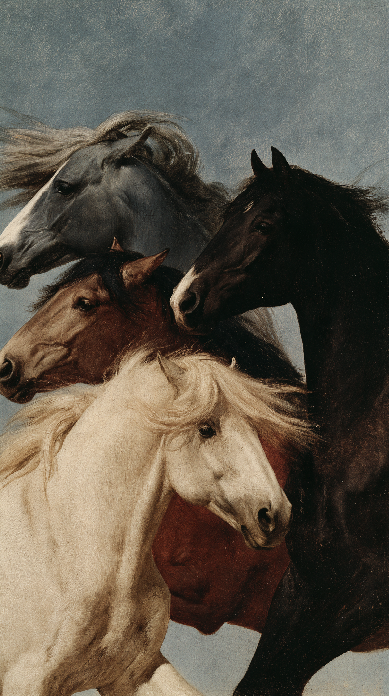 Three horses moving naturally in the same direction, loos... - alternate