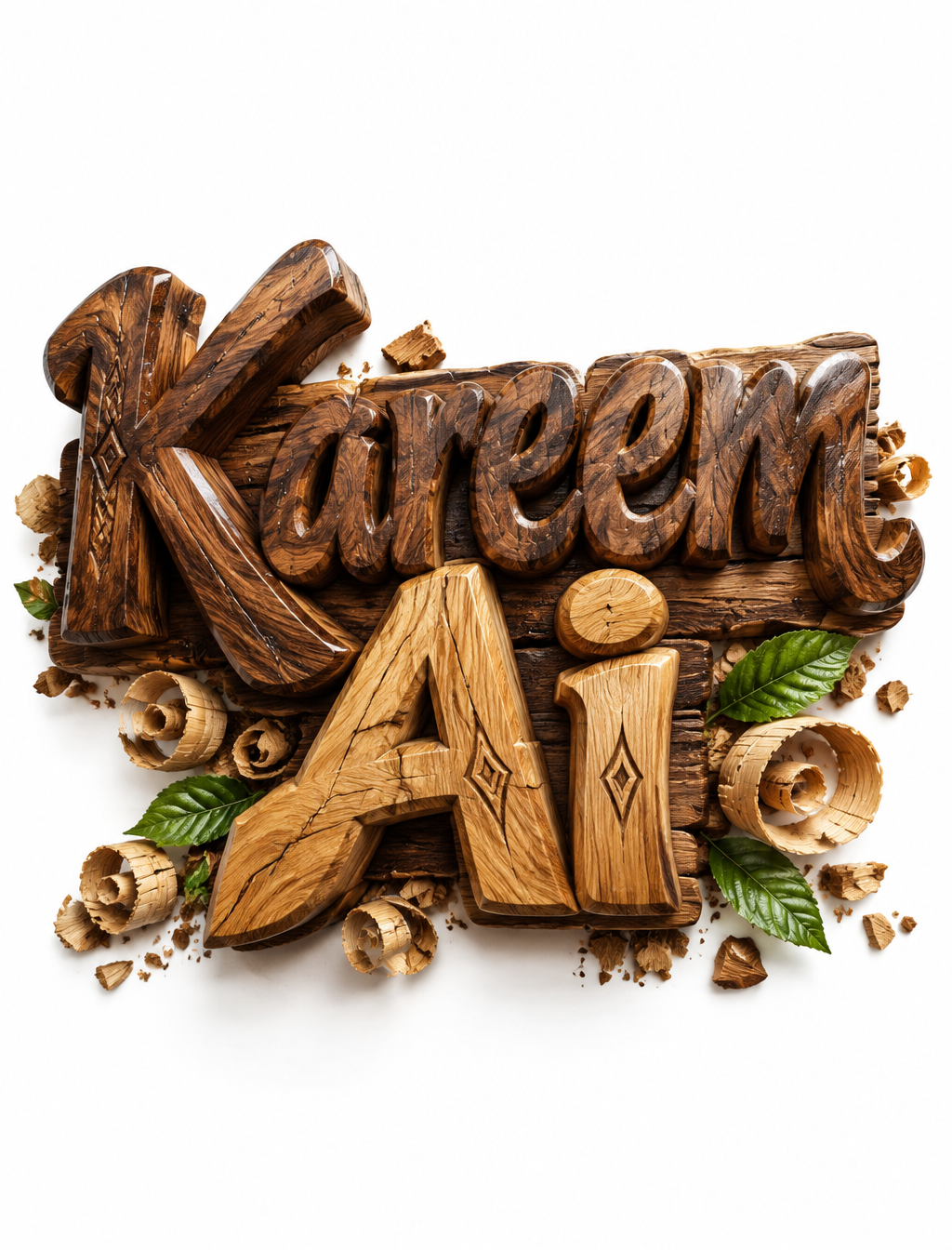 Create a handcrafted wooden graffiti text logo featuring ...