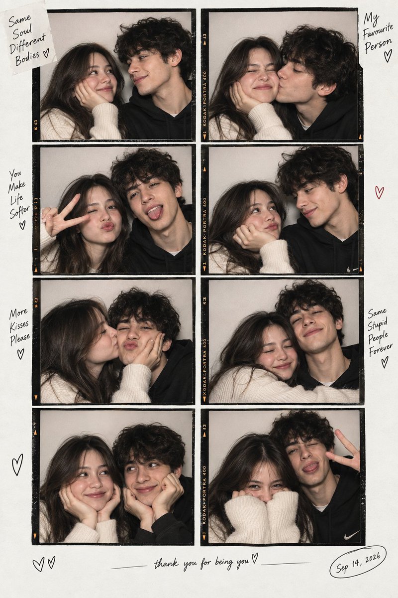Create an ultra-realistic vertical 2×4 photobooth contact...