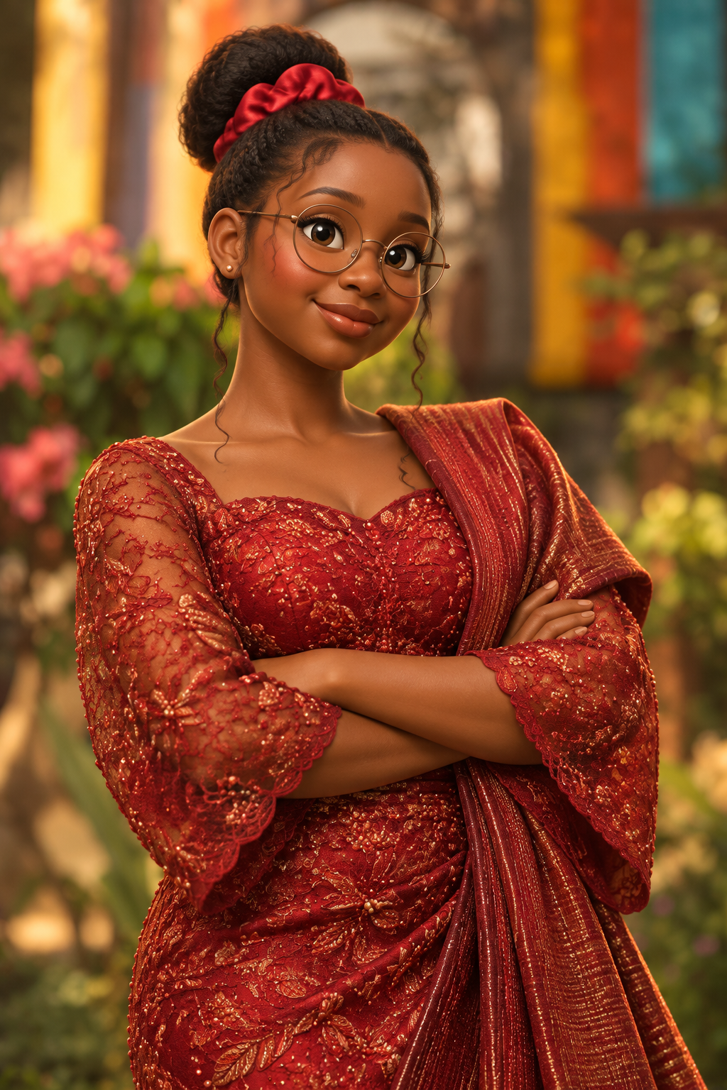 3D Disney Pixar style character portrait of a young Niger...