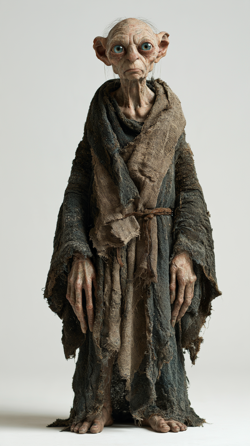 Full-body front-view character design of a strange ancien...