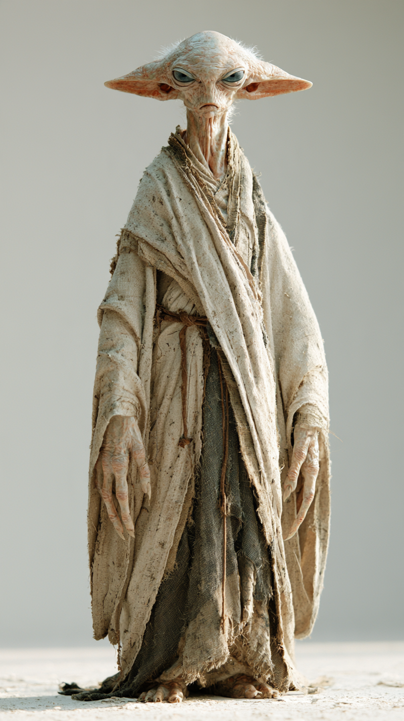 Full-body front-view character design of a strange ancien... - alternate