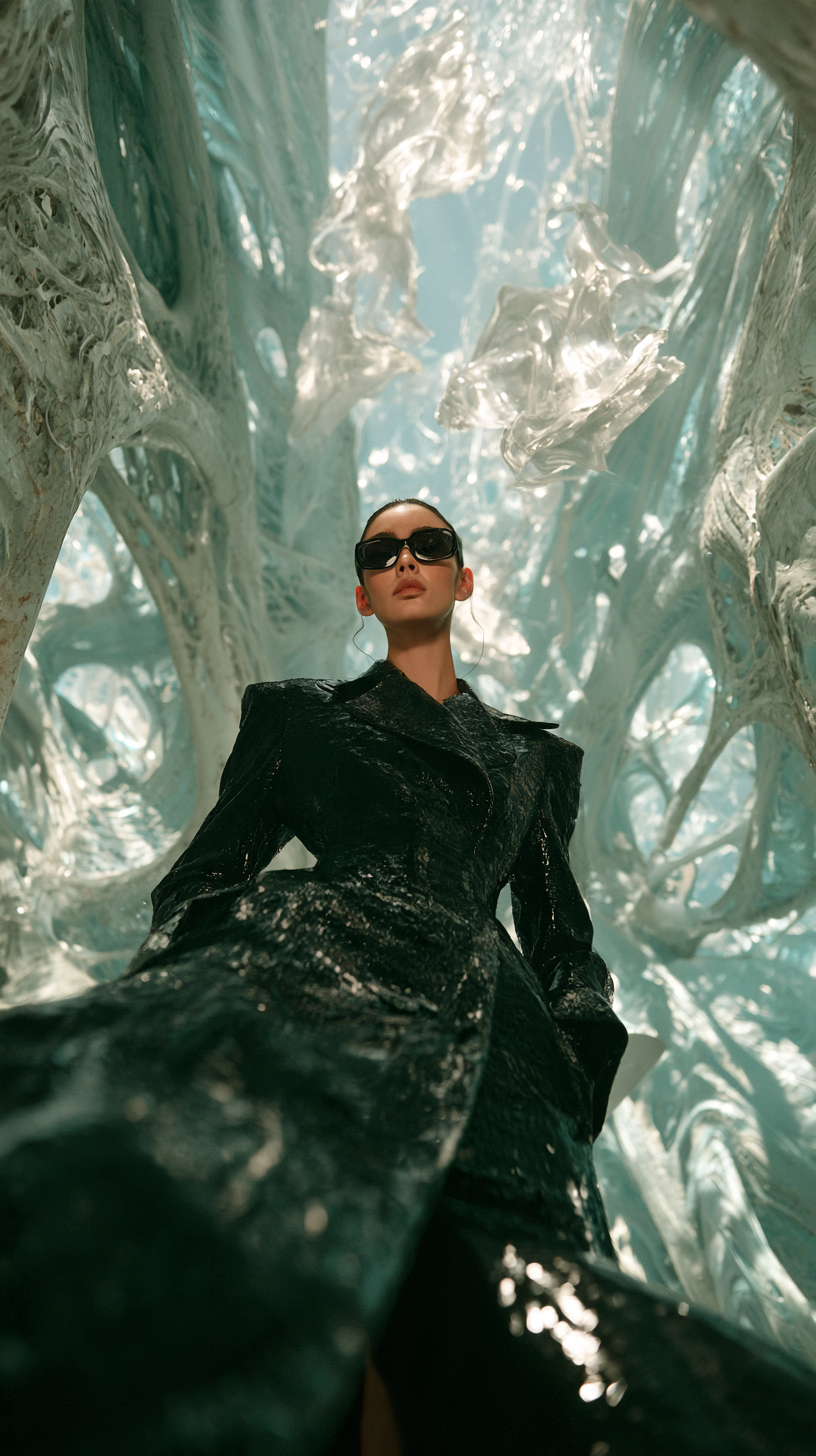 High-fashion editorial portrait of a striking woman, pose... - alternate