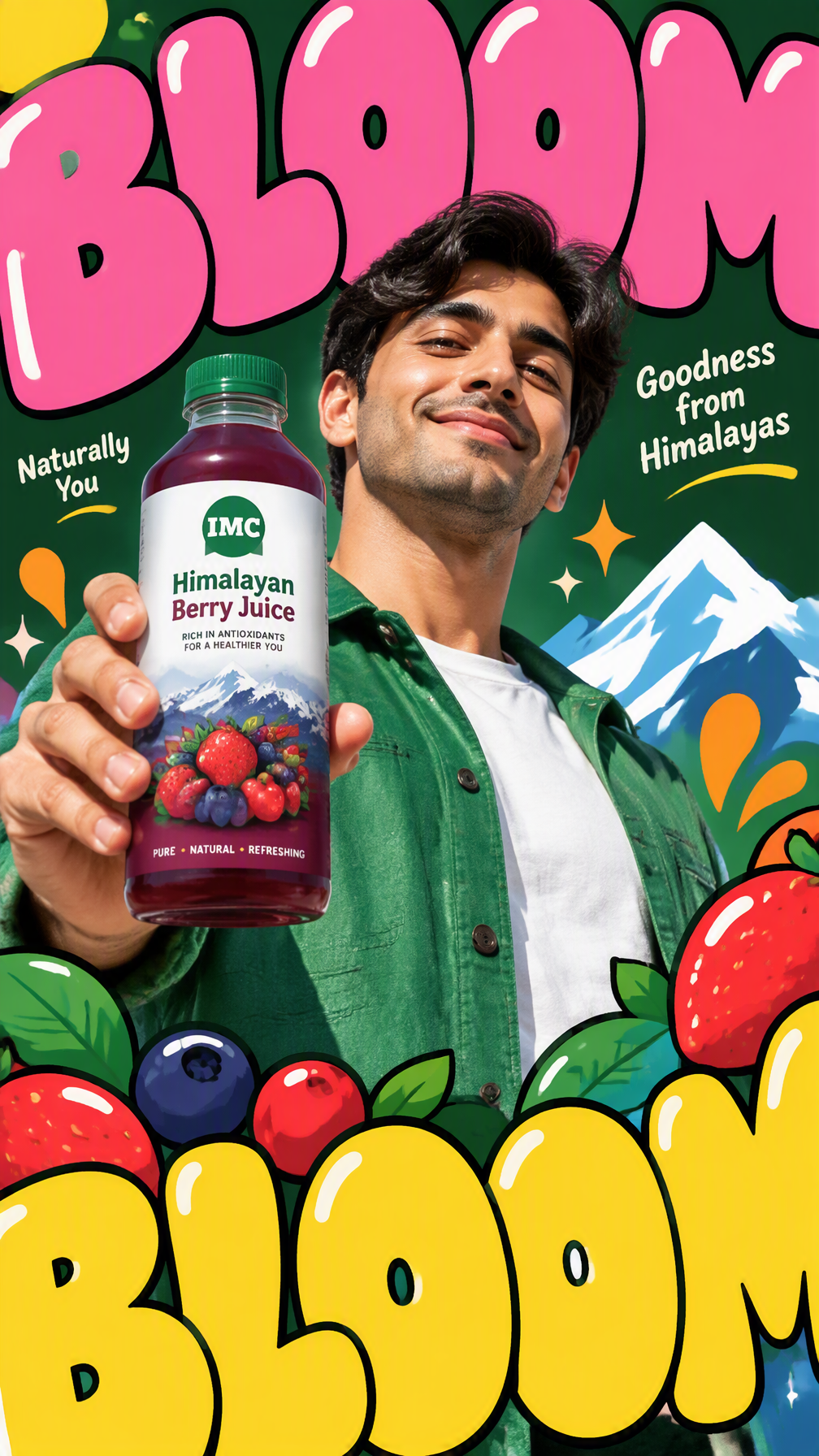 Create image imc himalayan berry juice with man