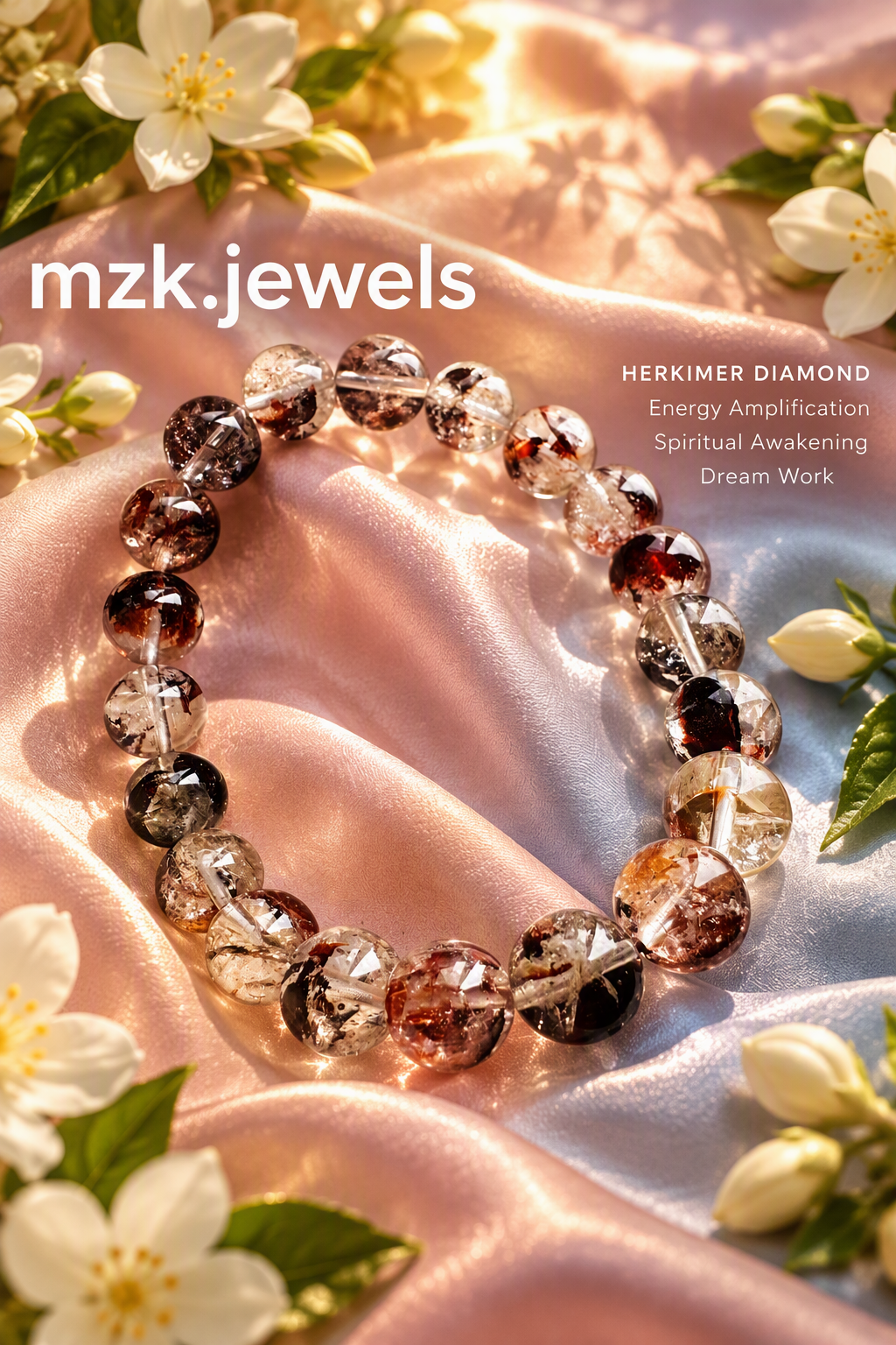 A premium Herkimer diamond bead 9mm bracelet [images atta...
