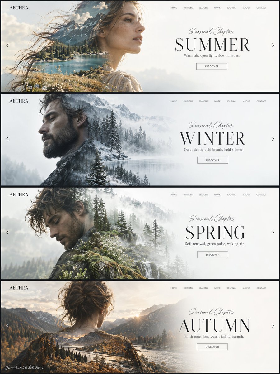 Create a premium editorial web-design campaign board for ...