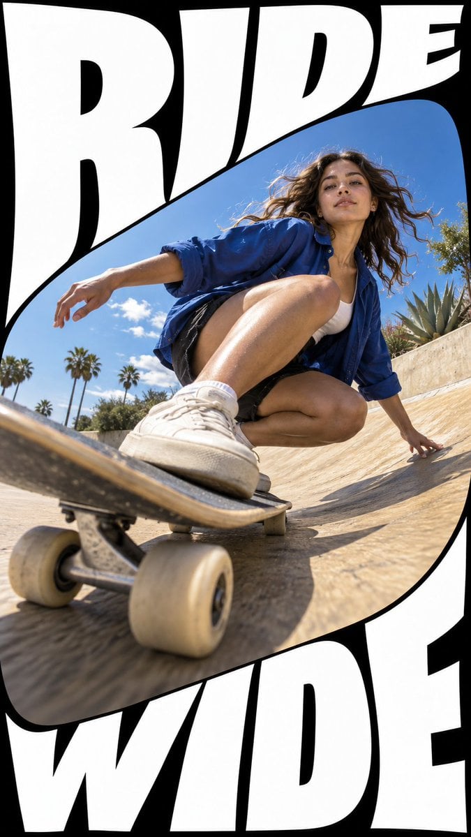 Create a finished youth-culture editorial campaign poster...