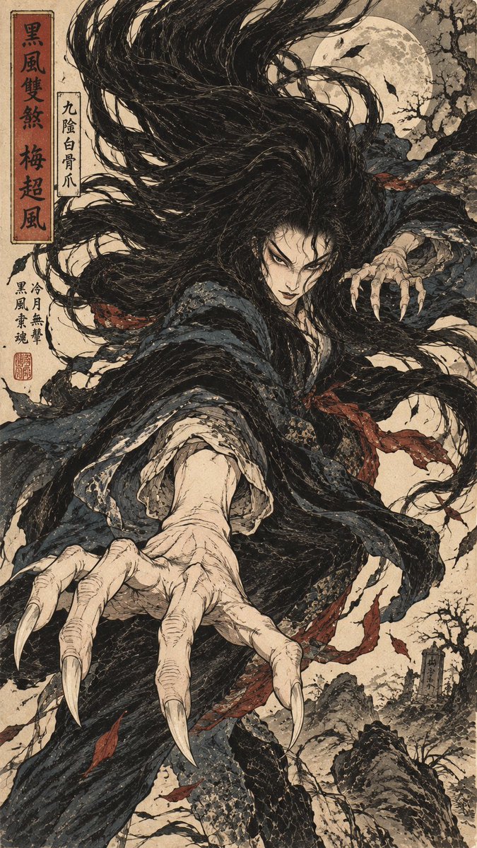 创作一幅 9:16 竖幅东方武侠浮世绘人物画。基于[人物]重新塑造角色形象，不参考任何影视演员脸或具体影视造型。 - alternate