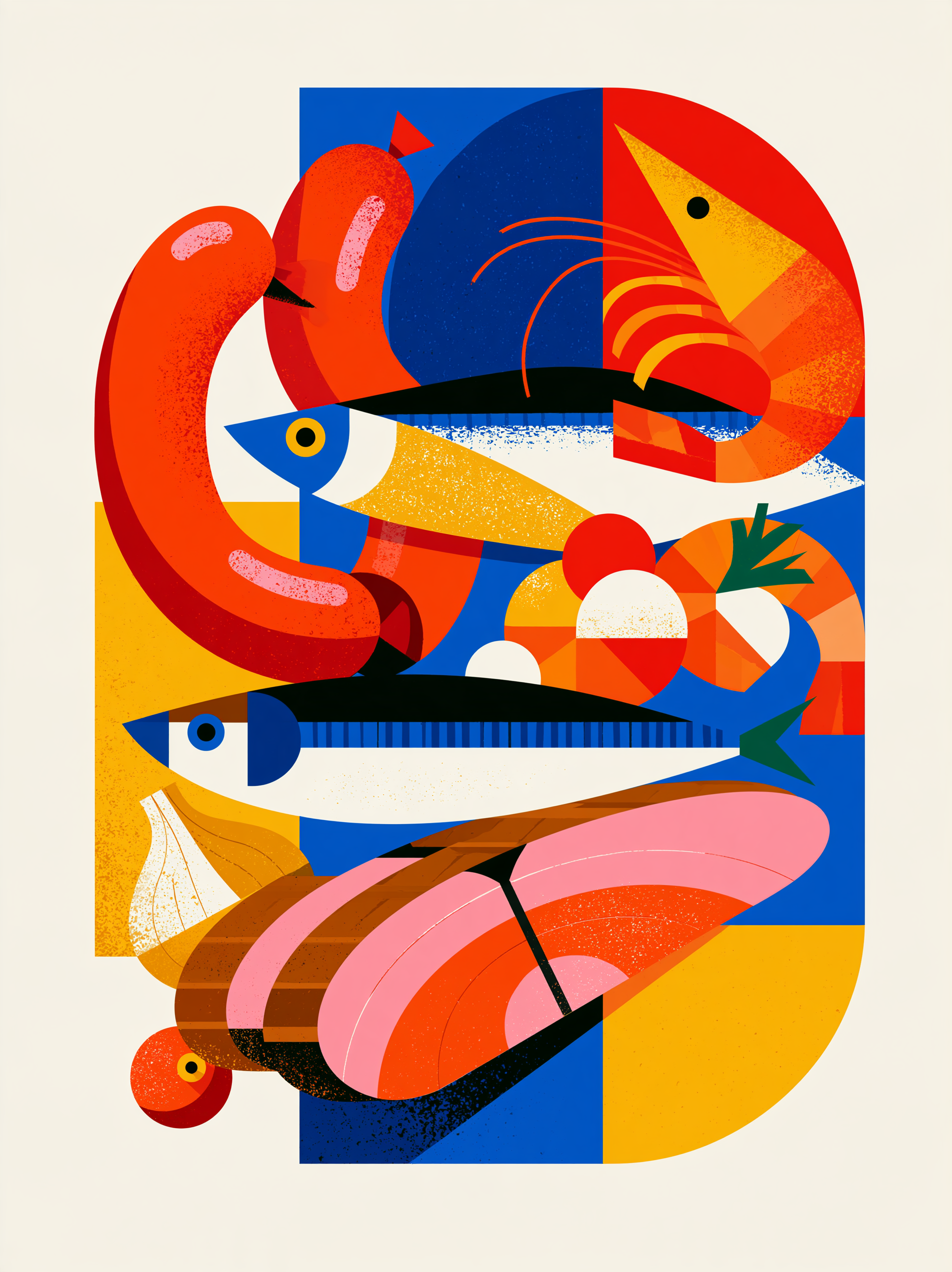 Modern flat design food illustration, bratwurst sausages,... - alternate