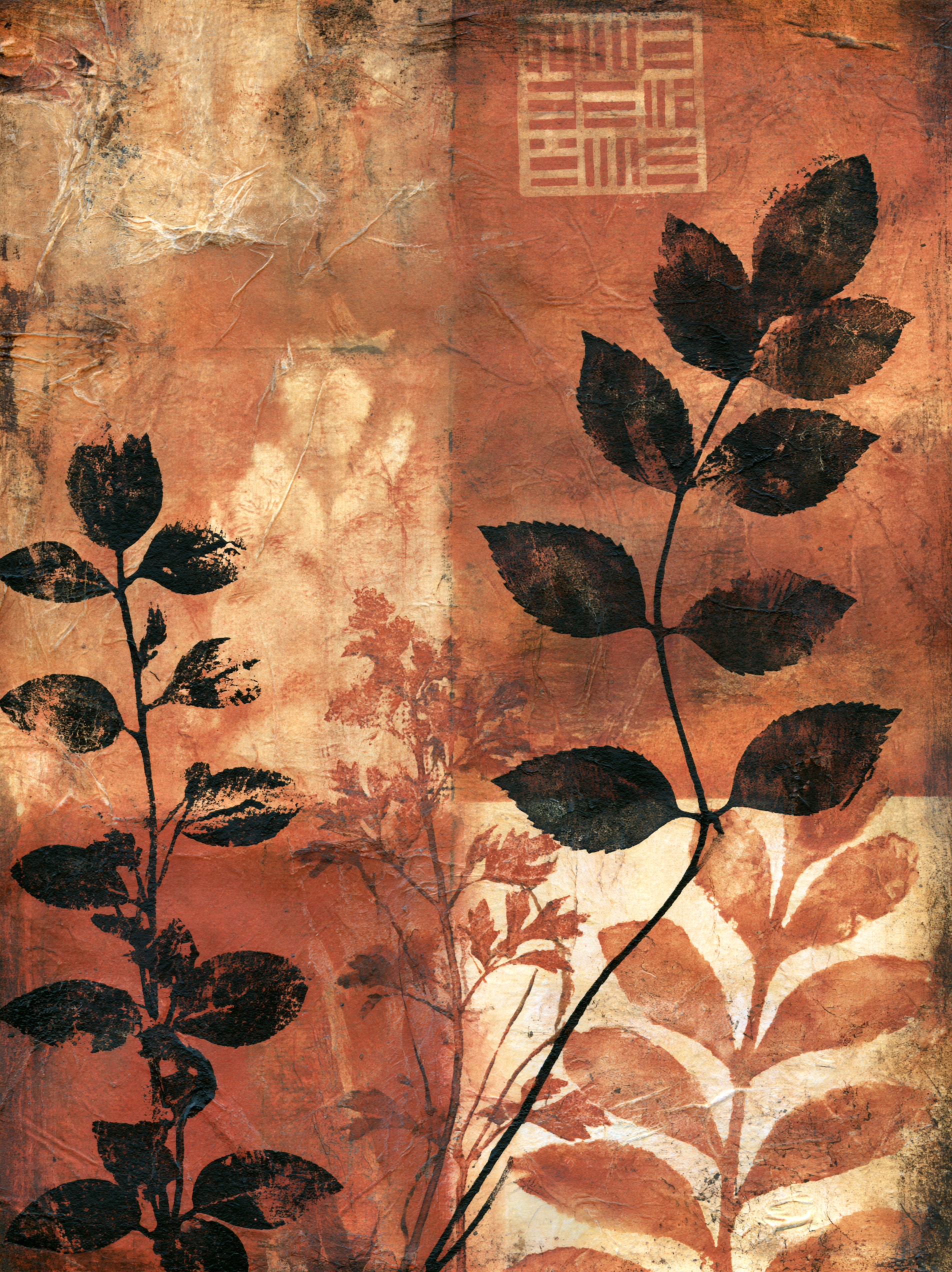 An art journal, mixed media paper of stencils, gel prints... - alternate
