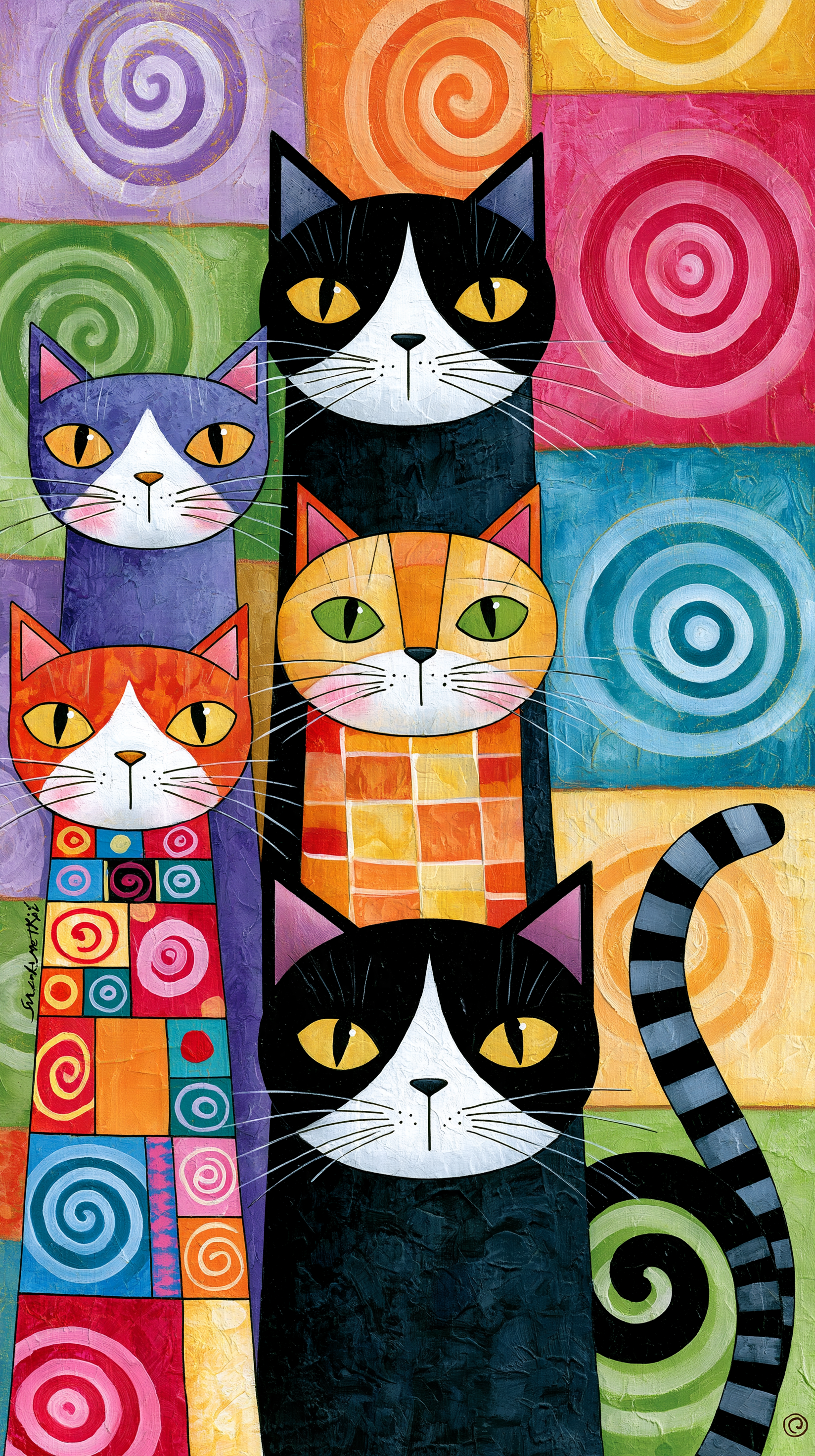 cats in the style of Gustav Klimt - alternate