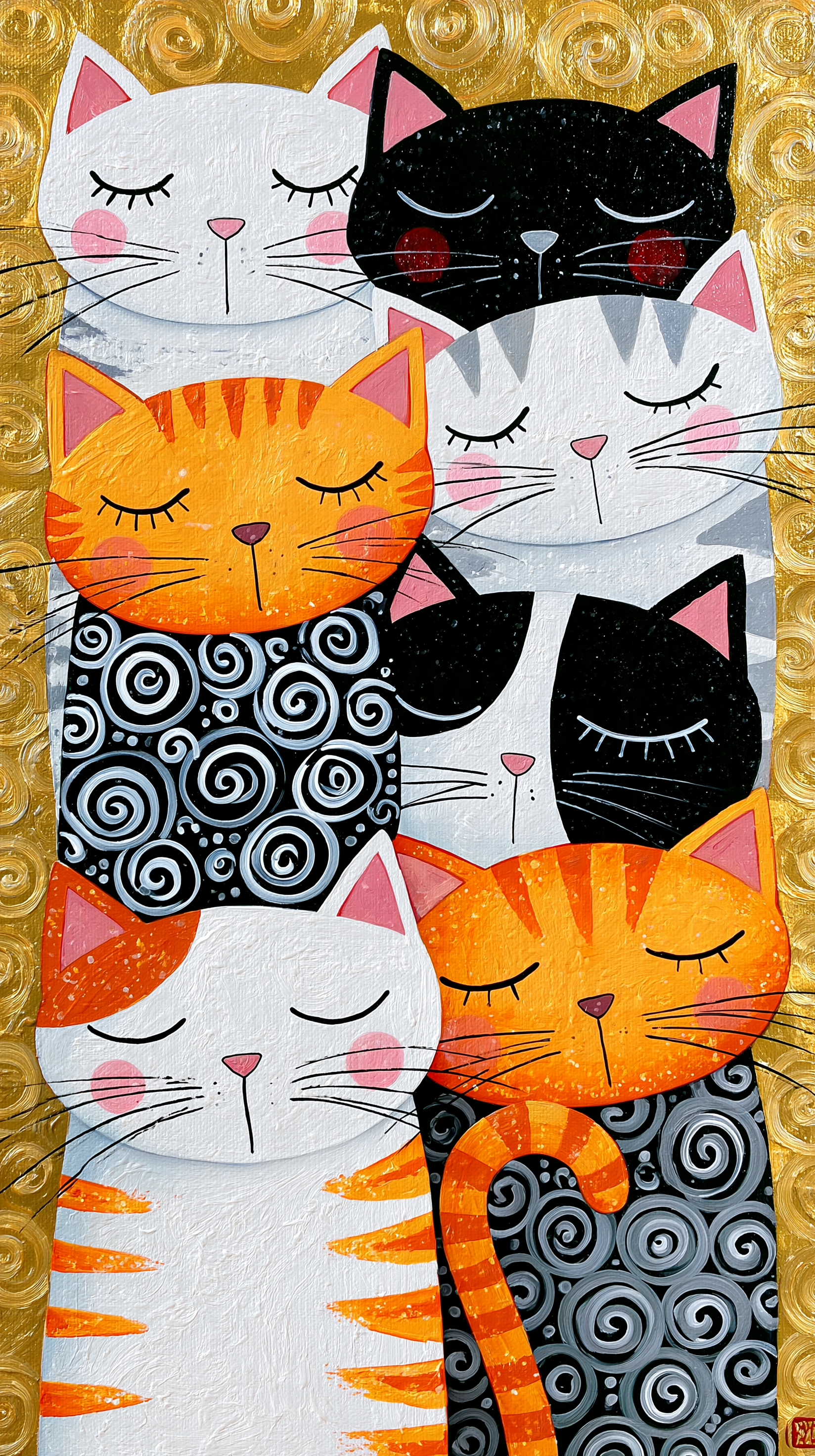 cats in the style of Gustav Klimt - alternate