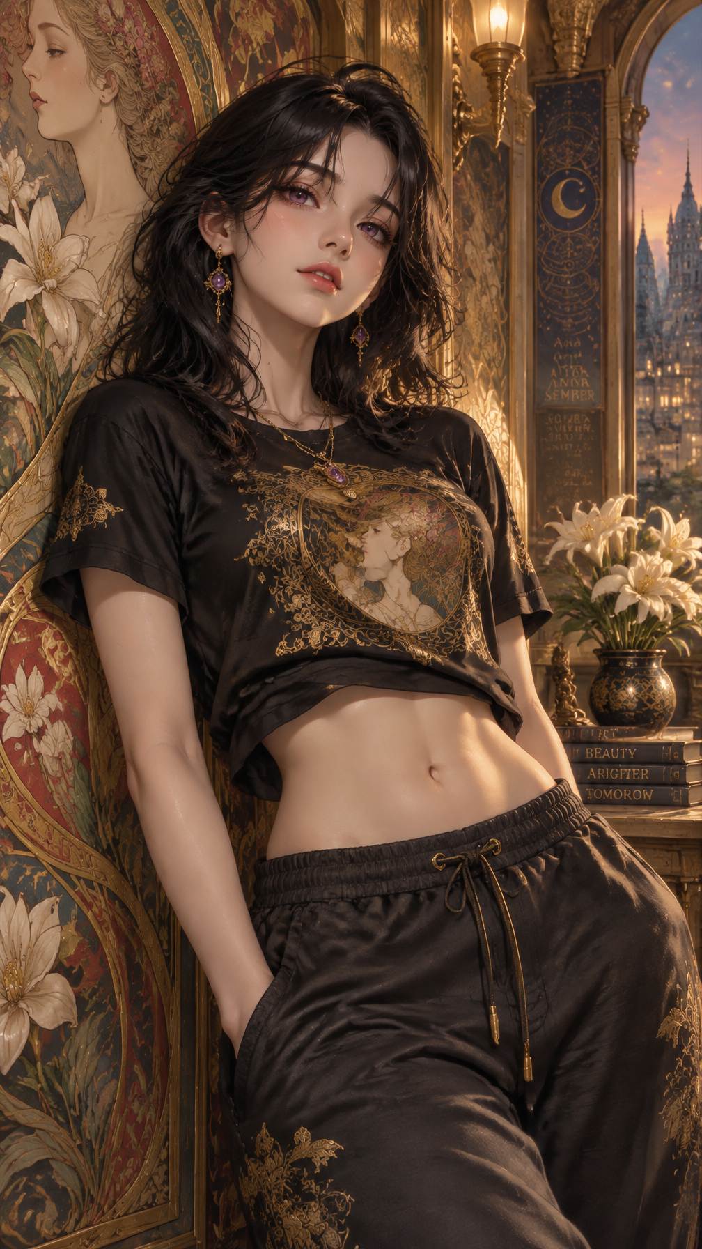 A highly detailed anime-inspired medium shot portrait of ...