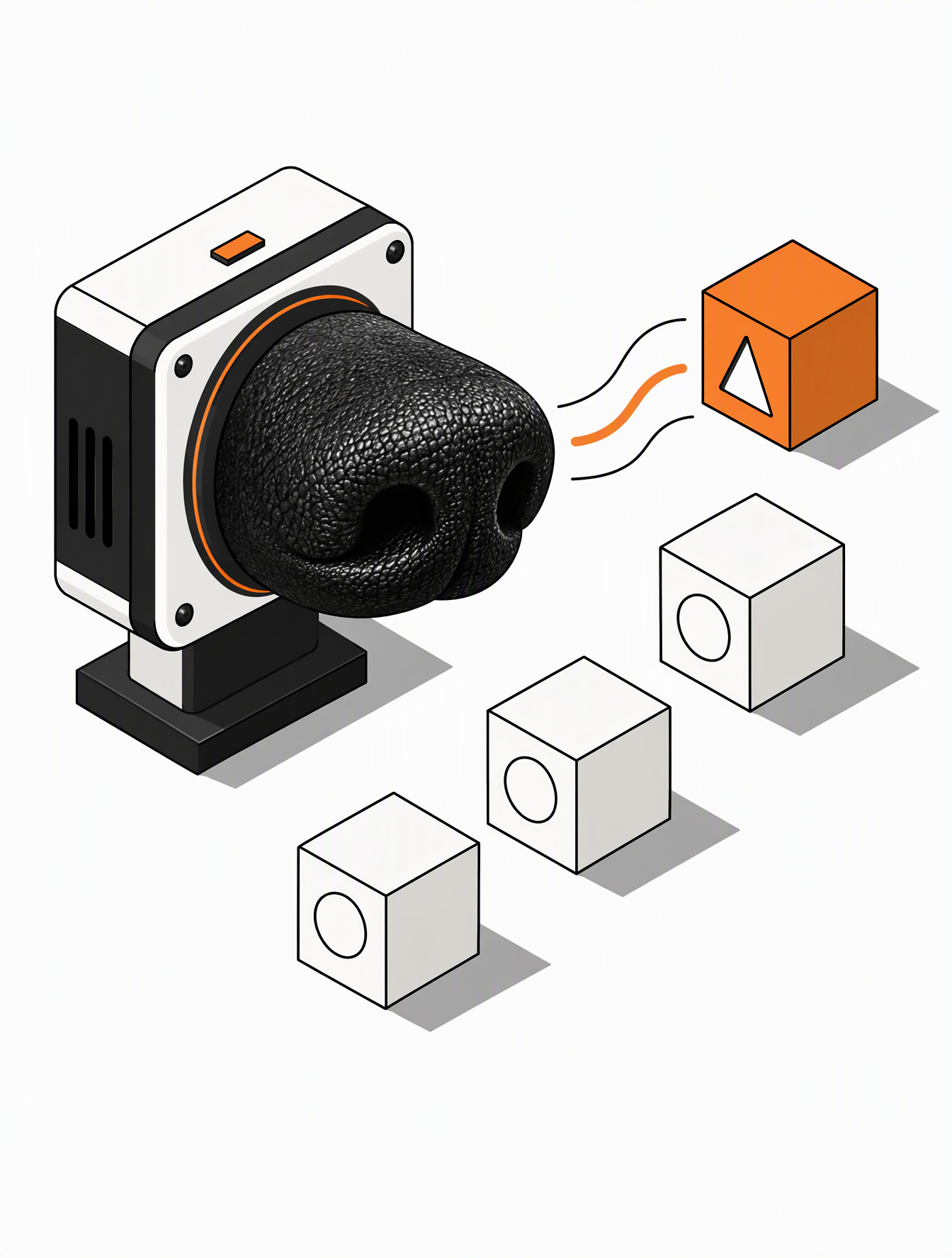 Humorous sophisticated editorial illustration: "AI detect...