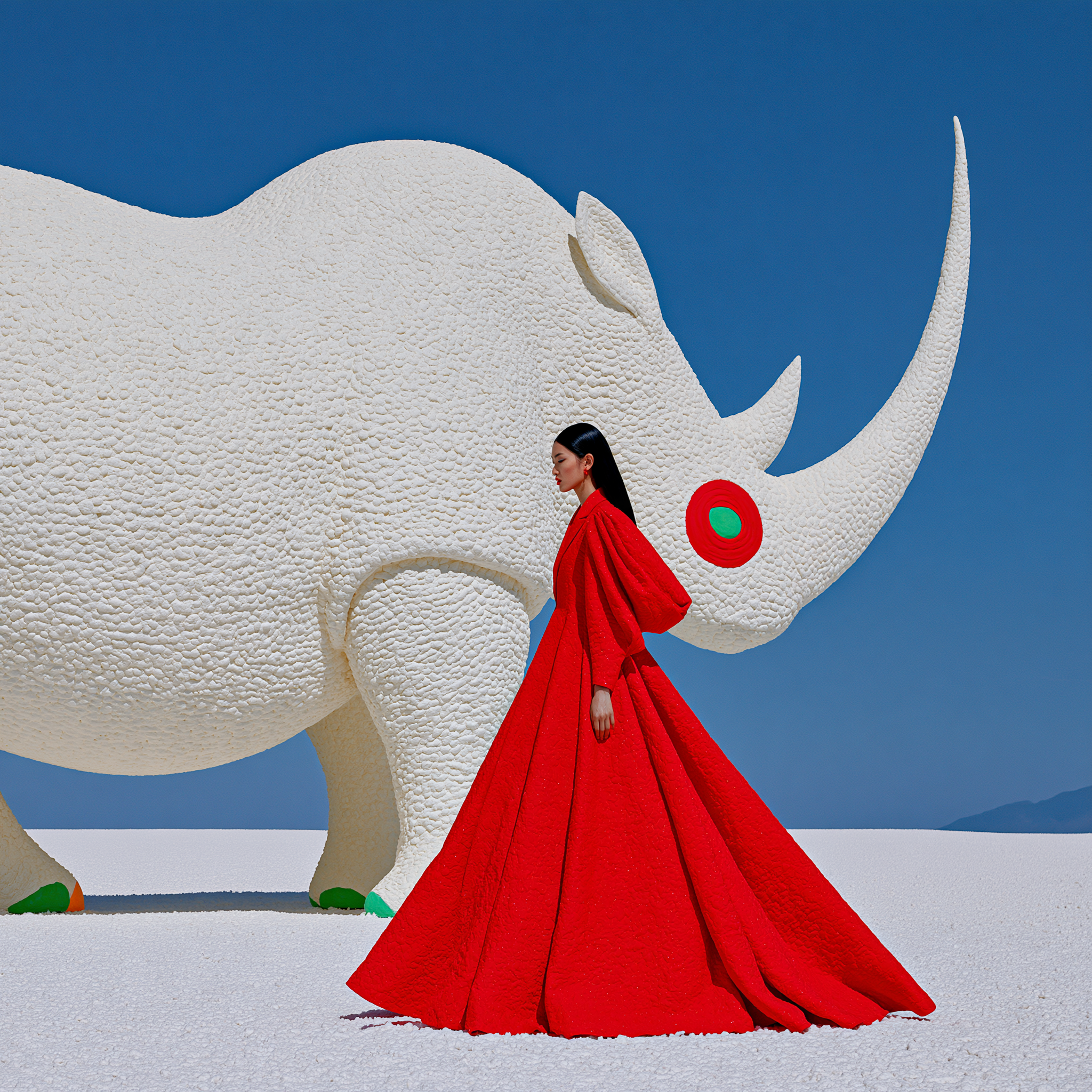 a surreal high-fashion editorial photograph, a colossal w... - alternate