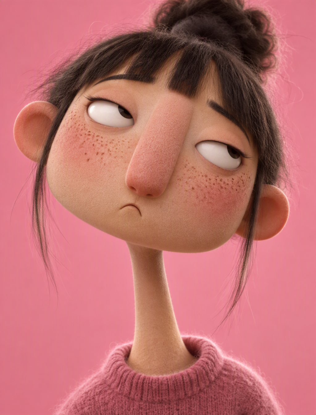 A highly stylized 3D cartoon character portrait from the ...