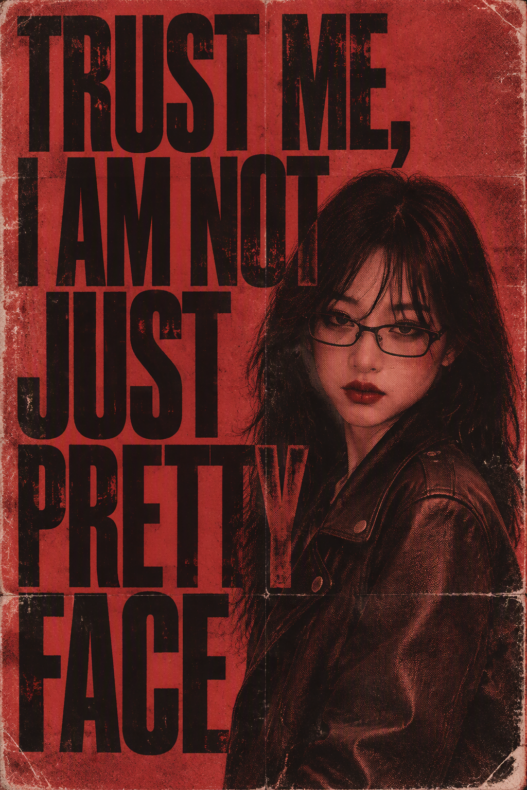 A distressed editorial poster features a confident young ...