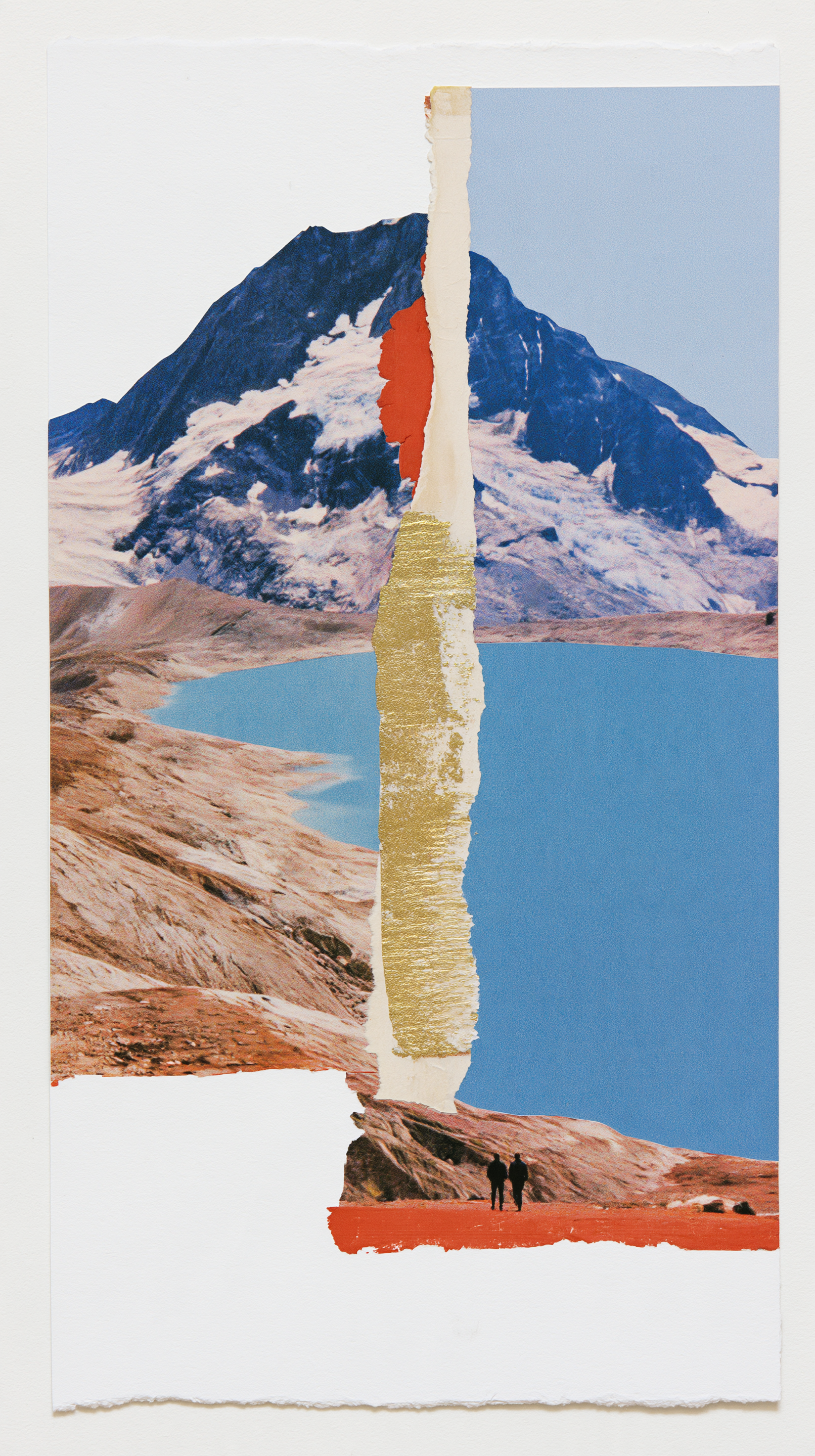 a mountain with a lake, one couple in front of… - alternate