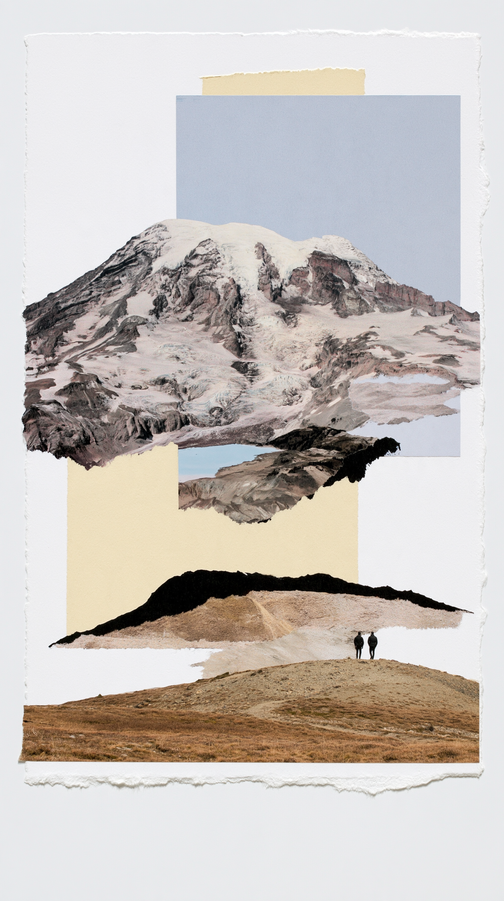 a mountain with a lake, one couple in front of… - alternate
