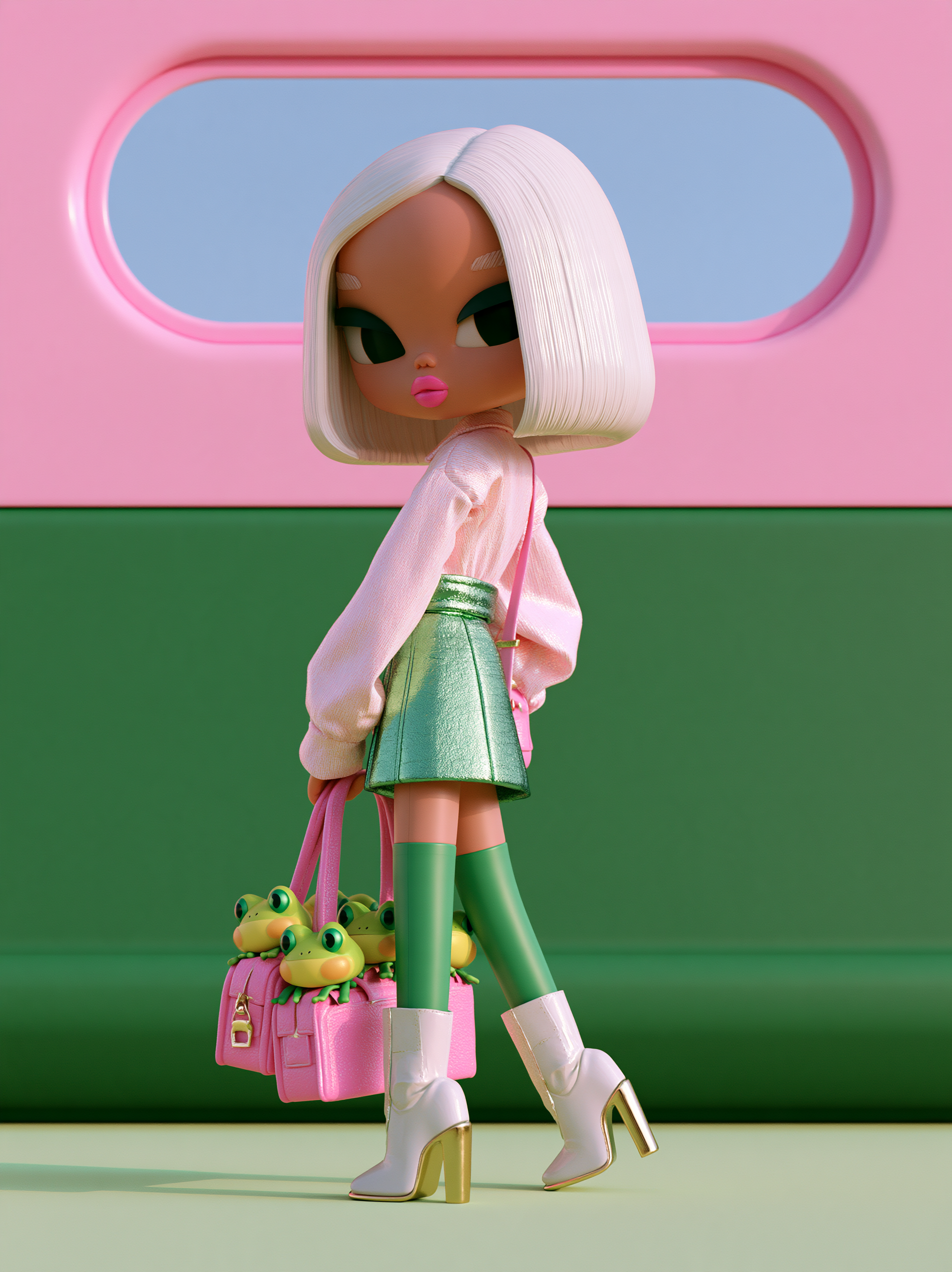 a full length 3d render of a stylized female figure in a ... - alternate
