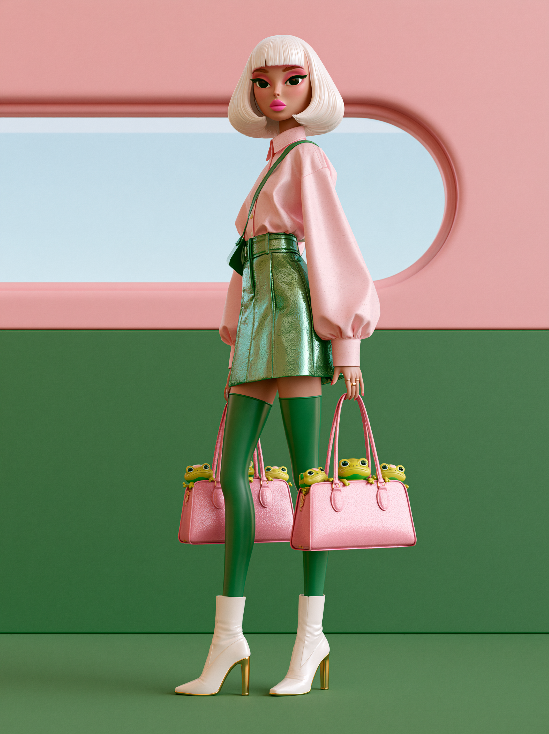 a full length 3d render of a stylized female figure in a ... - alternate