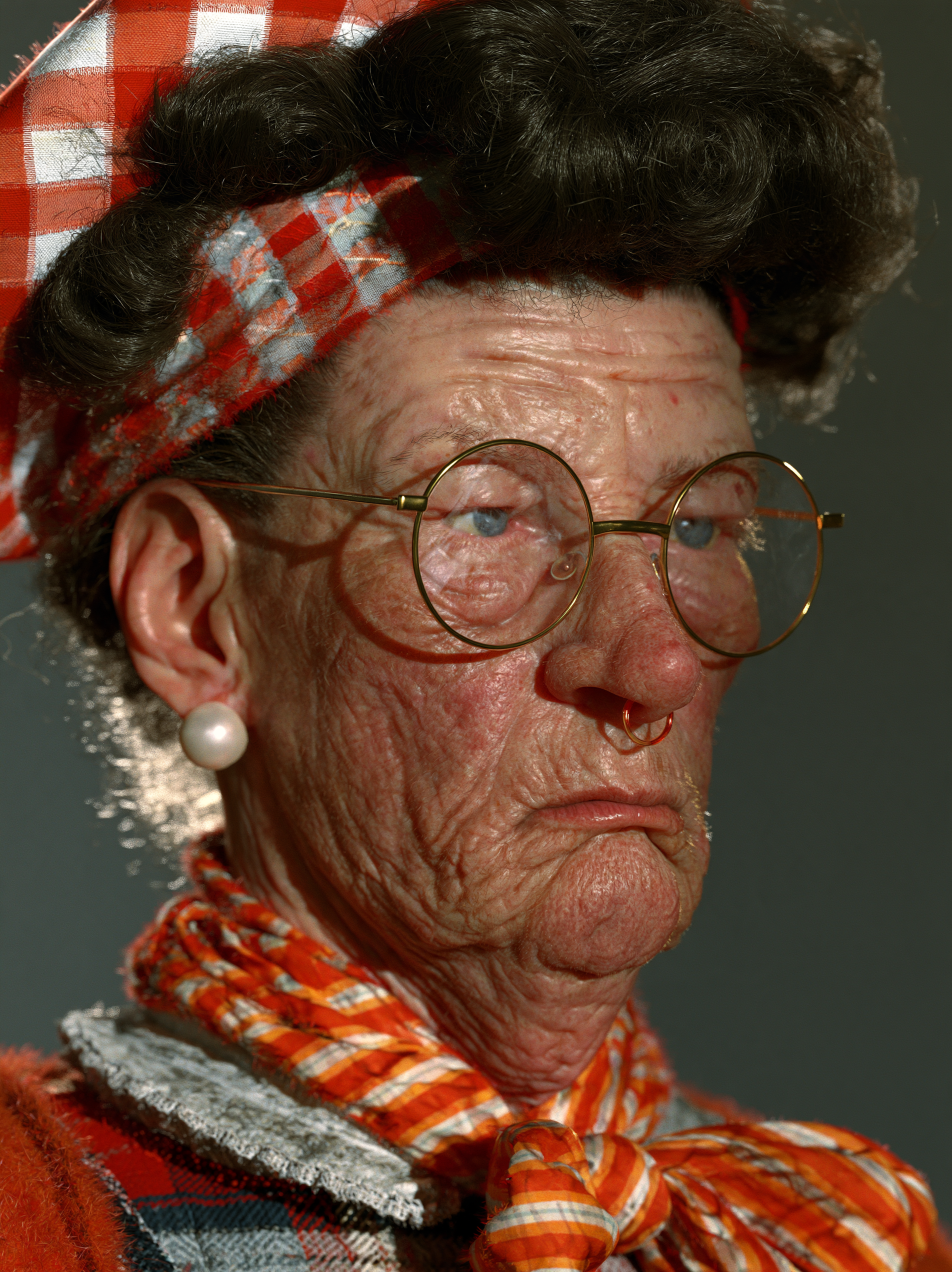 Hyper-realistic yearbook photo of a fictional, eccentric ...