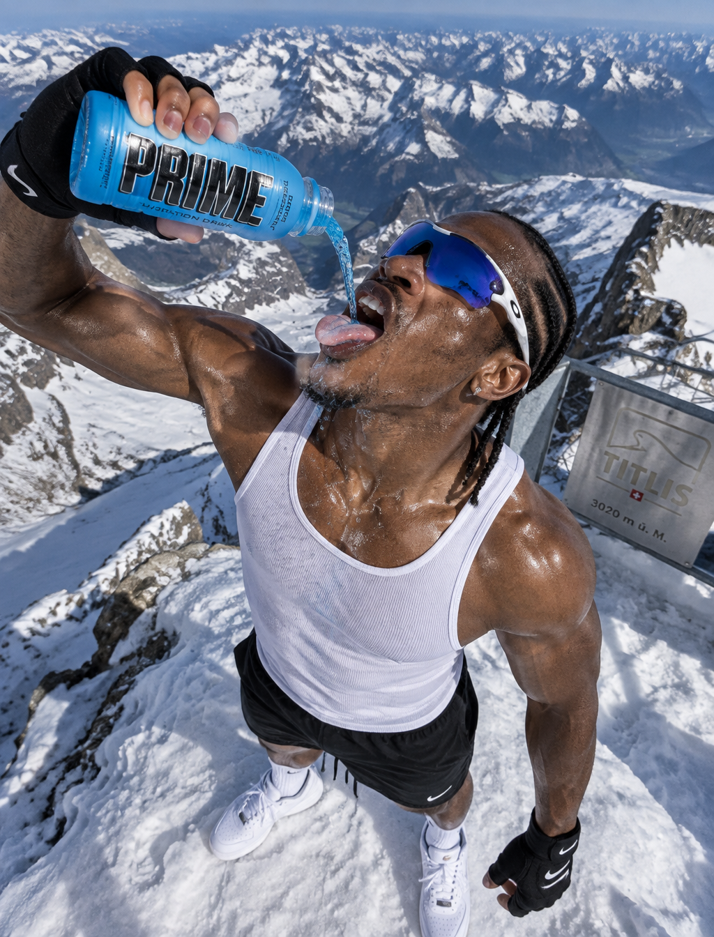 Dynamic overhead angle photograph of muscular athletic ma...