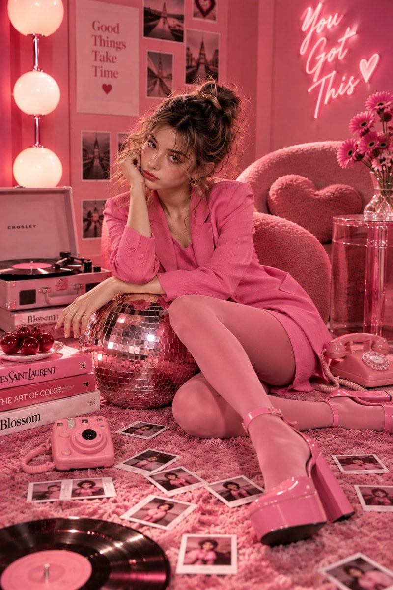 Ultra-realistic high-fashion editorial portrait in a vibr... - alternate