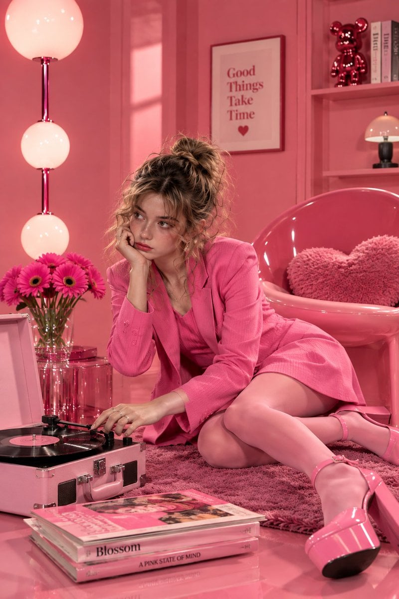 Ultra-realistic high-fashion editorial portrait in a vibr... - alternate