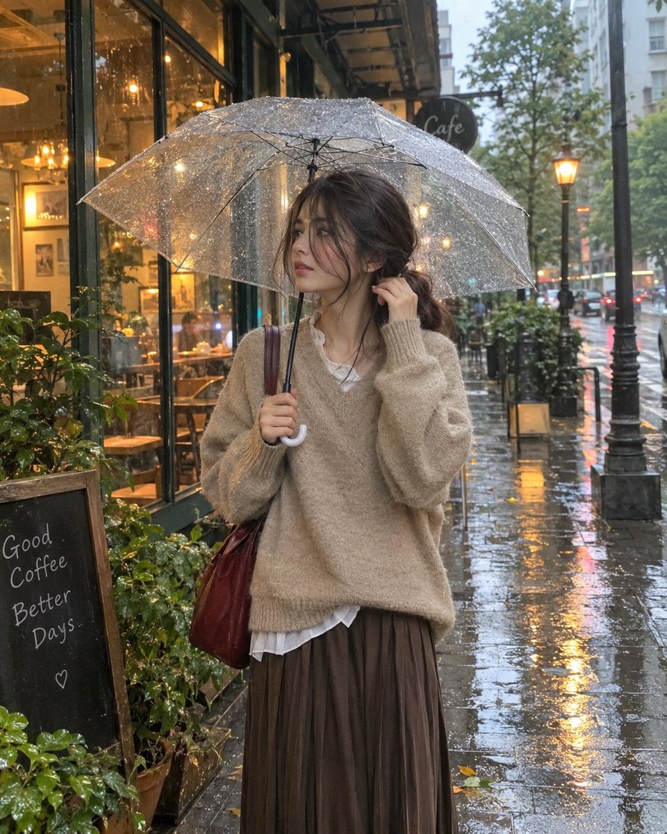 A photorealistic candid outdoor portrait of a young woman...