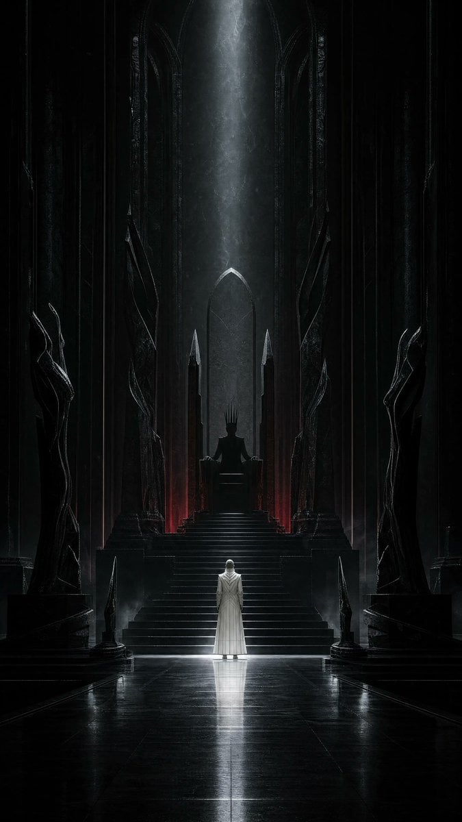 Create a completely original cinematic dark-surrealist sc...