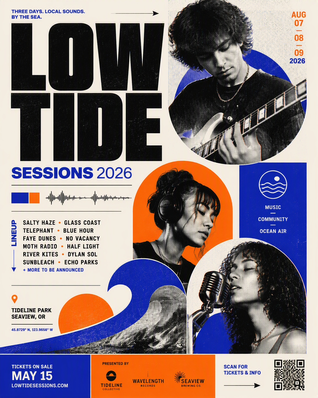 Bold graphic poster for a fictional indie music festival ...