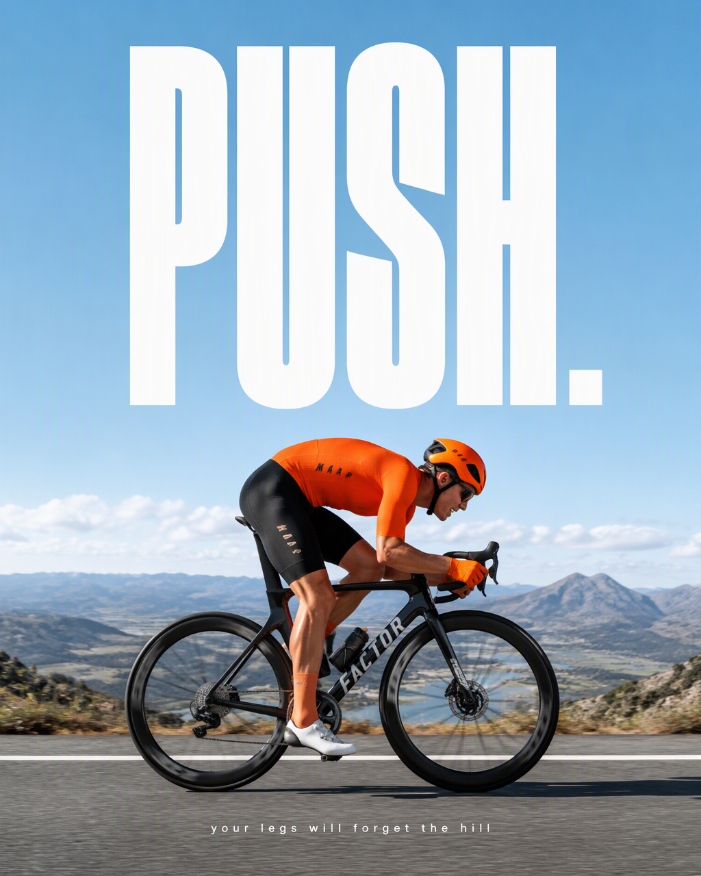 Minimal sports poster. A road cyclist in full aerodynamic...