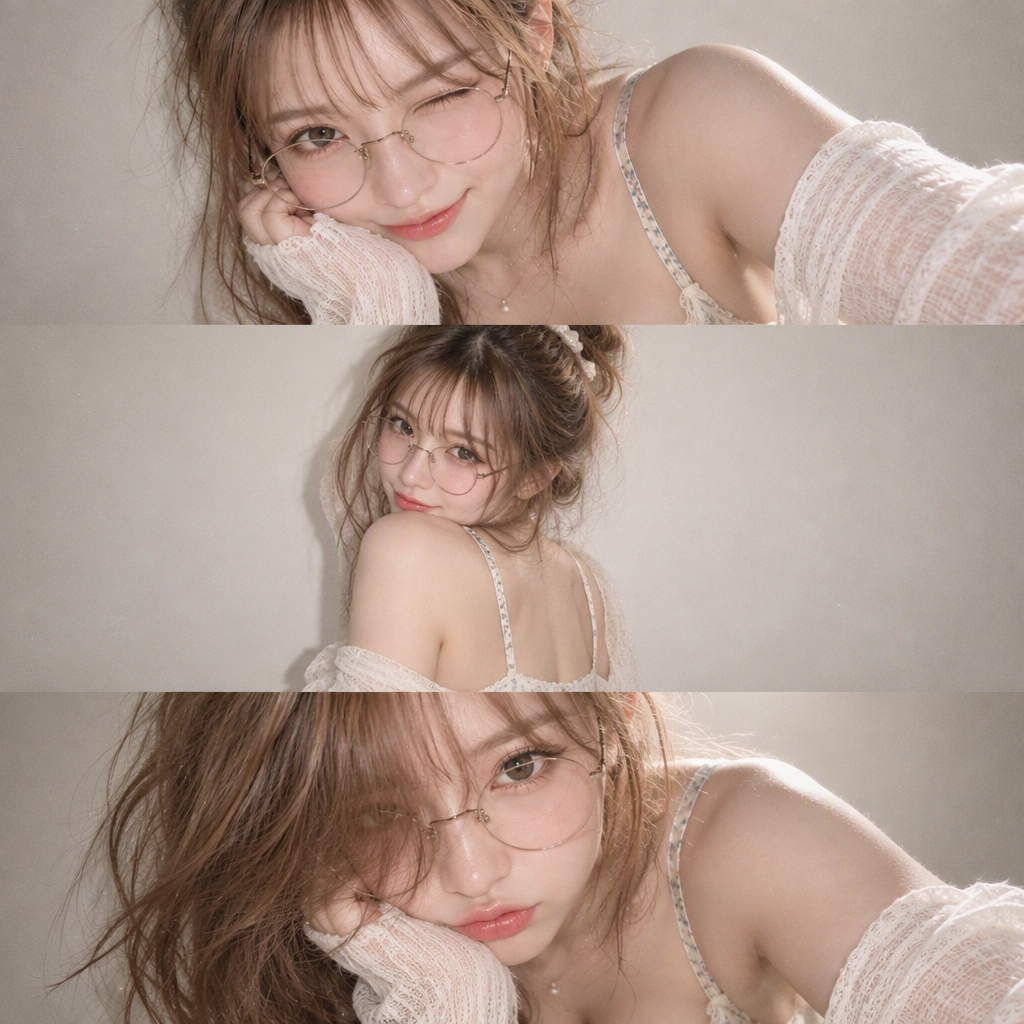 A vertical collage of three YZK photos. Using the uploade...