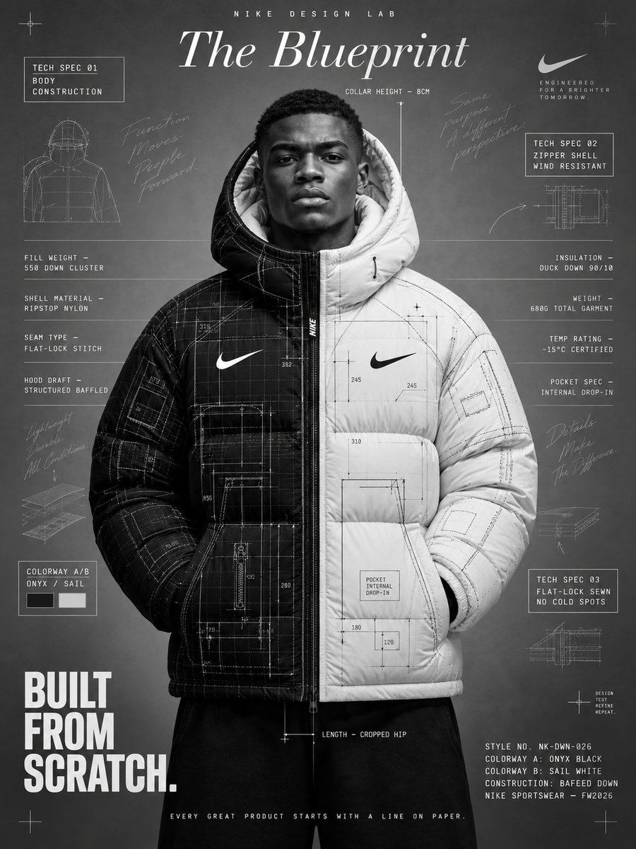 Create a premium high-concept Nike product advertisement ...