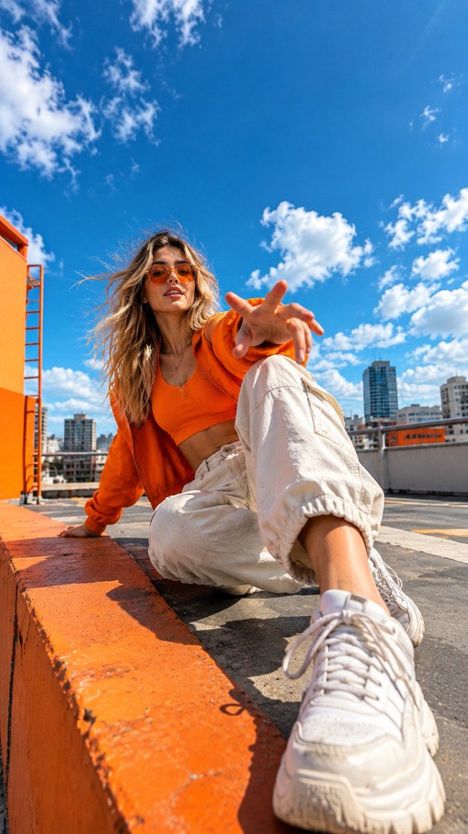 Create a 9:16 ultra-photorealistic fashion photograph of ...