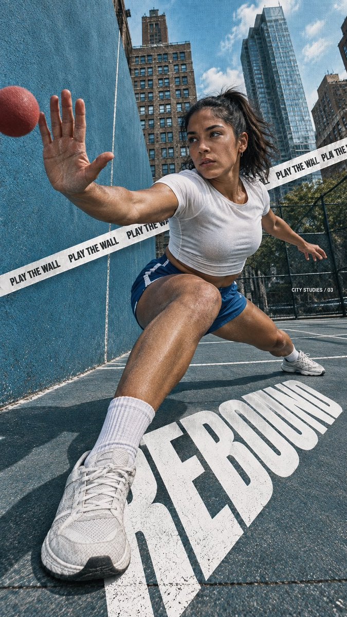 Create a full-bleed urban sports editorial poster, 9:16. - alternate
