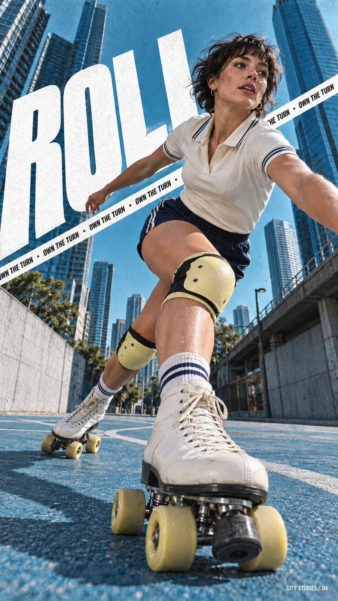 Create a full-bleed urban sports editorial poster, 9:16. - alternate