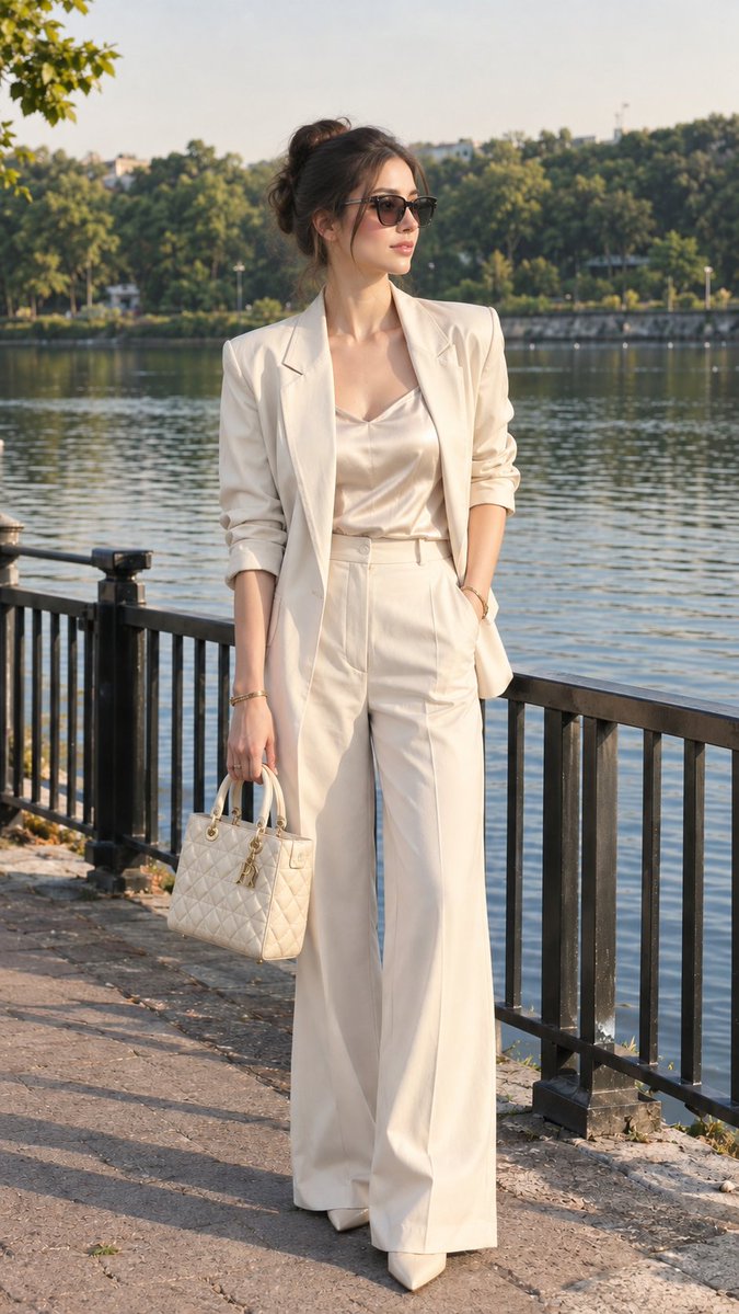 Create an ultra-realistic full-body fashion portrait of t...