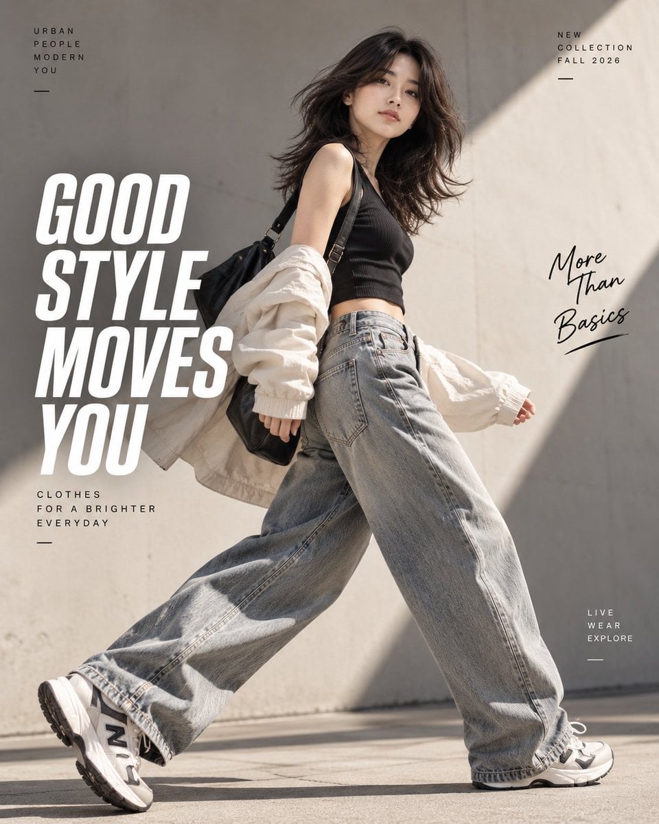 Create an energetic fashion advertisement featuring a sty... - alternate