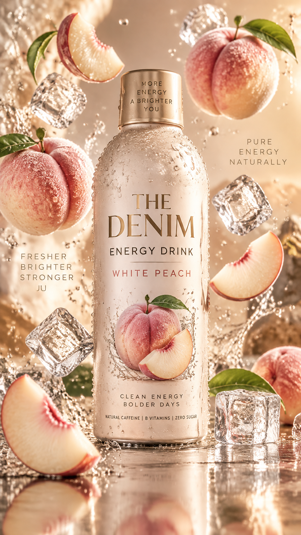 Ultra-luxury beverage advertising poster, vertical 9:16 c...