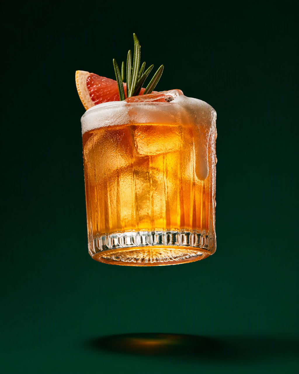 A premium [DRINK NAME] in a [GLASS TYPE] with [ICE / GARN...