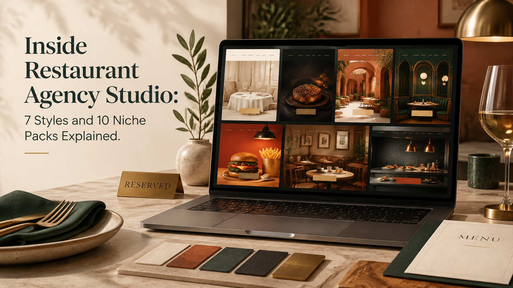 Create a sophisticated 16:9 editorial cover image for a M...