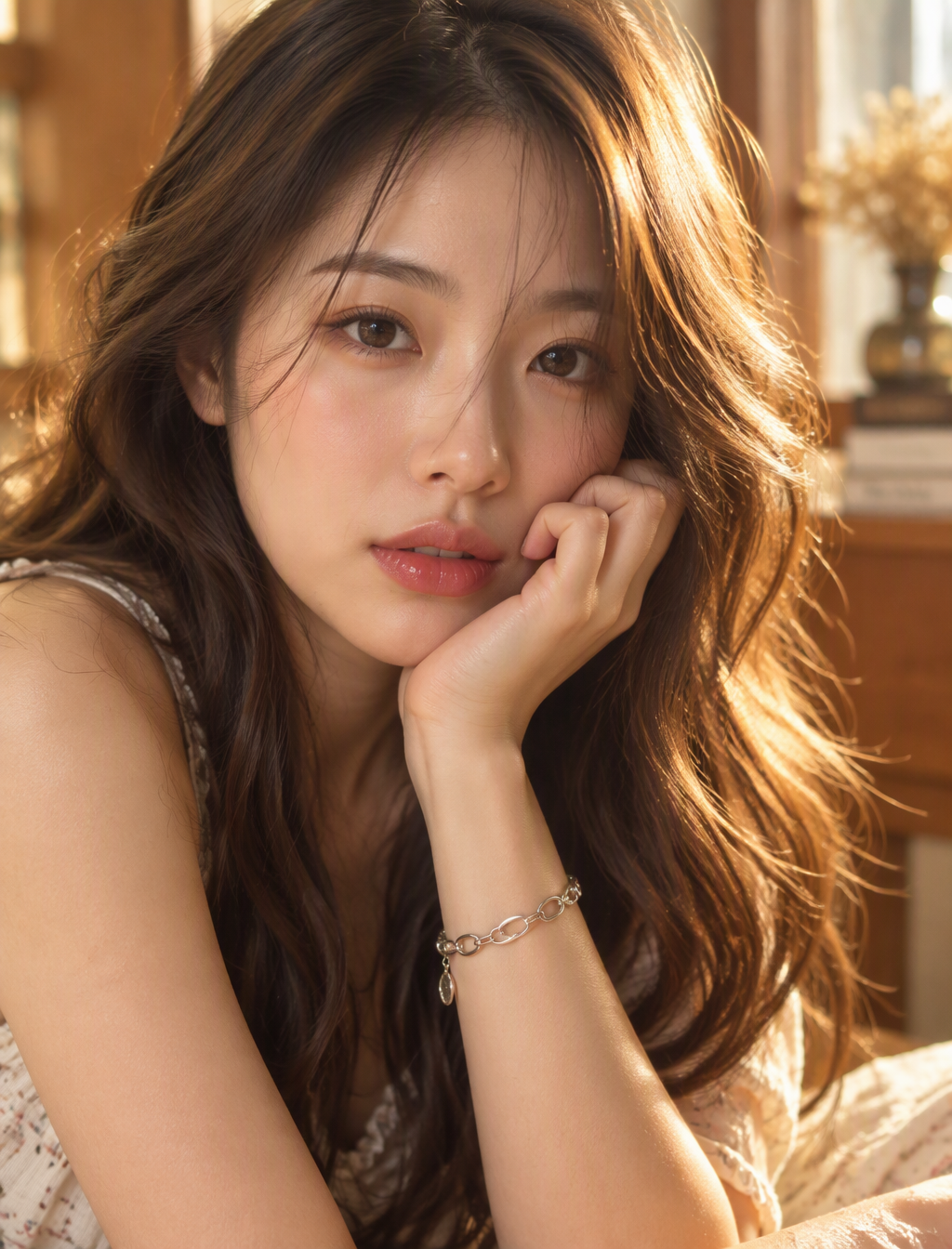 Photorealistic close-up portrait of a young East Asian wo...