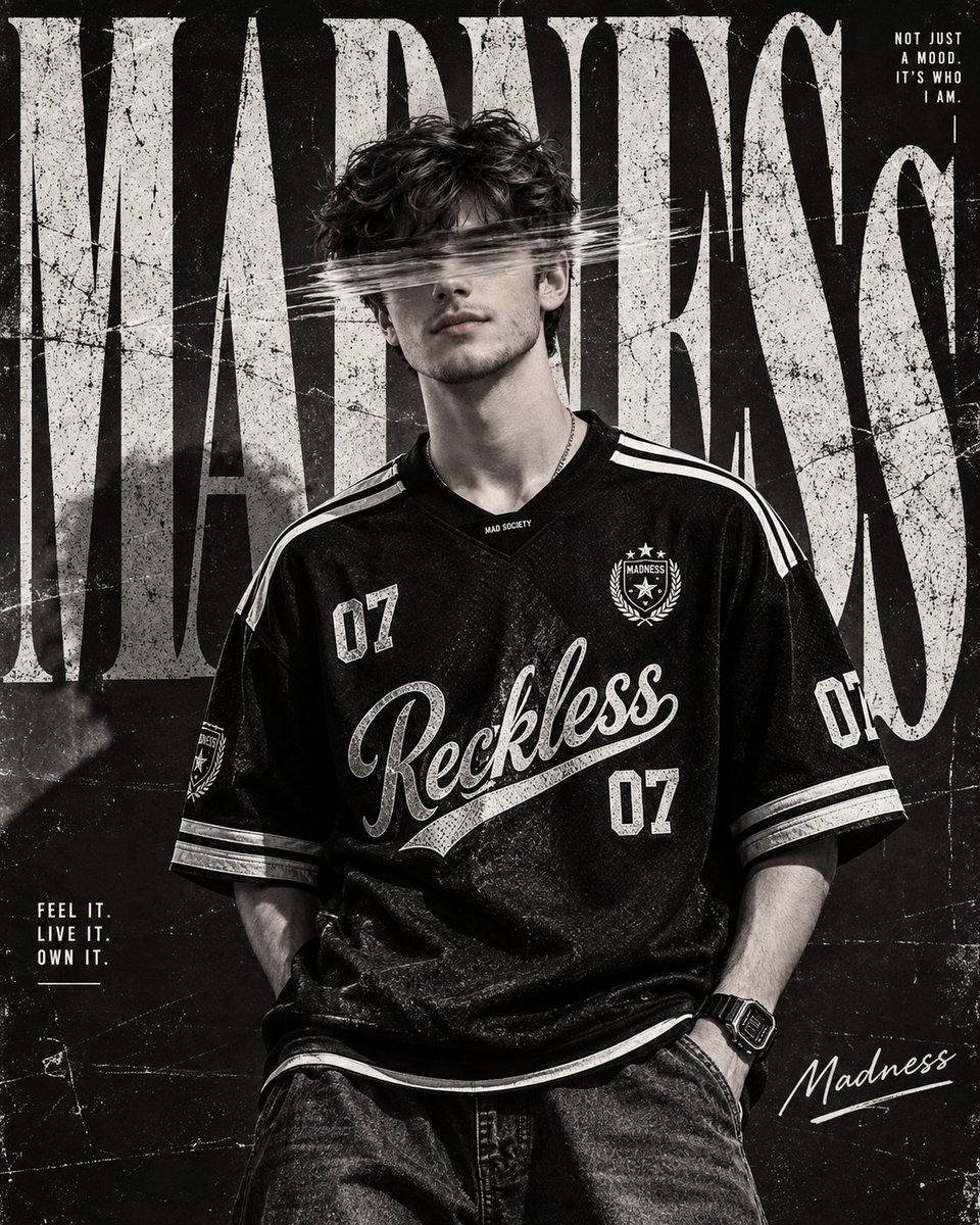 Create a high-end monochrome fashion editorial poster fea...