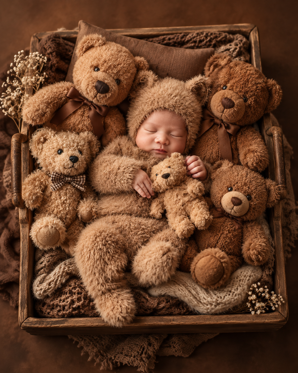 Transform the uploaded photo of my newborn baby into a lu...