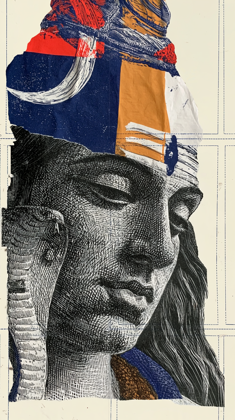 extreme close-up portrait of Lord Shiva, vintage engravin... - alternate